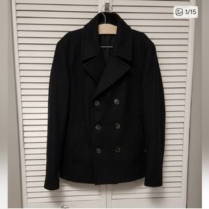 All Saints Wool Black Peacoat